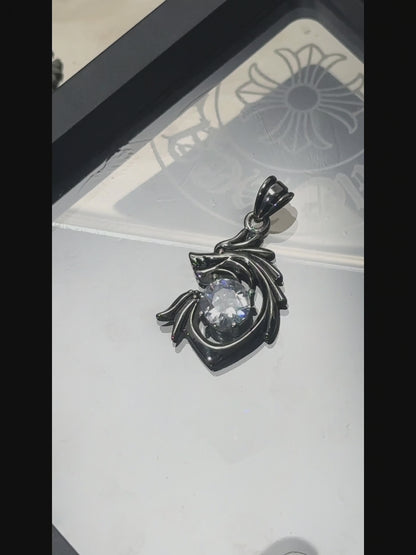 Street Style 316 Stainless Steel Dragon Pendant with Crystal Accents | 65cm Chain（GS-20250912-10）