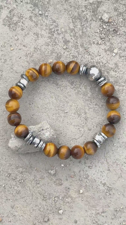 Natural Tiger Eye Bracelet with 925 Sterling Silver（YS-20251203-21）
