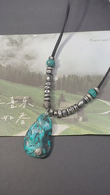Ocean Shard Turquoise Sterling Silver Necklace（YS-20251111-16）