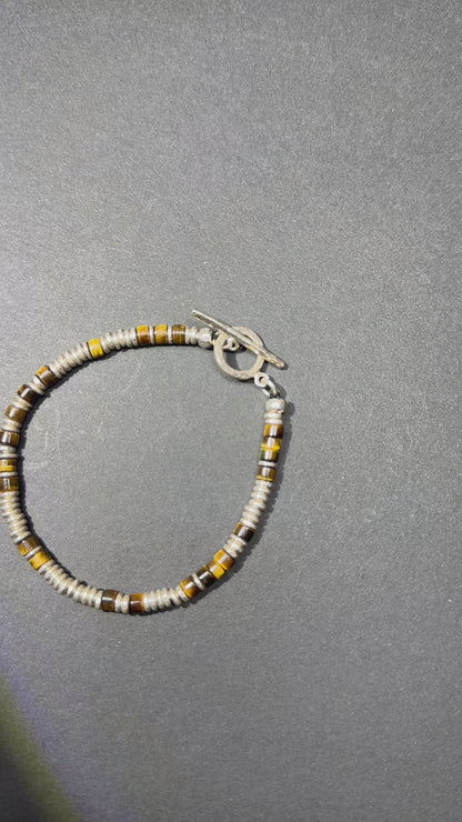 Golden Gaze: Yellow Tiger's Eye Sterling Silver Bracelet（YS-20251111-10）