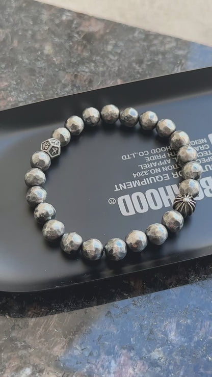 Zen Cross Hammered Sterling Silver Bracelet（YS-20251111-12）