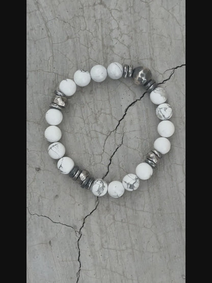 Natural White Turquoise Bracelet with 925 Sterling Silver（YS-20251203-19）