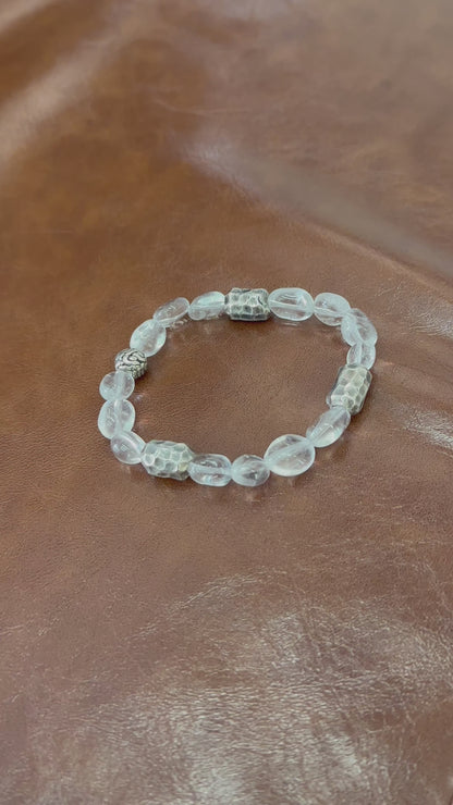 Clear Quartz Whisper: Sterling Silver Energy Bracelet（YS-20251111-7）