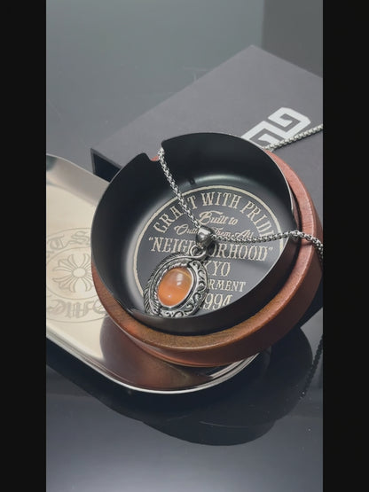 Vintage 316 Stainless Steel Eagle Feather Pendant with Gemstone | Unisex Necklace, 65cm Chain（GS-20250912-1）