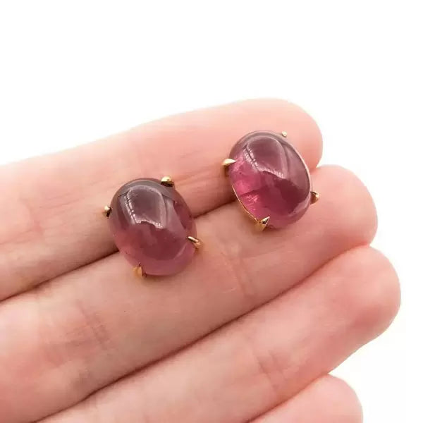 12ctw Oval Cut Ruby Pink Tourmaline Earrings
