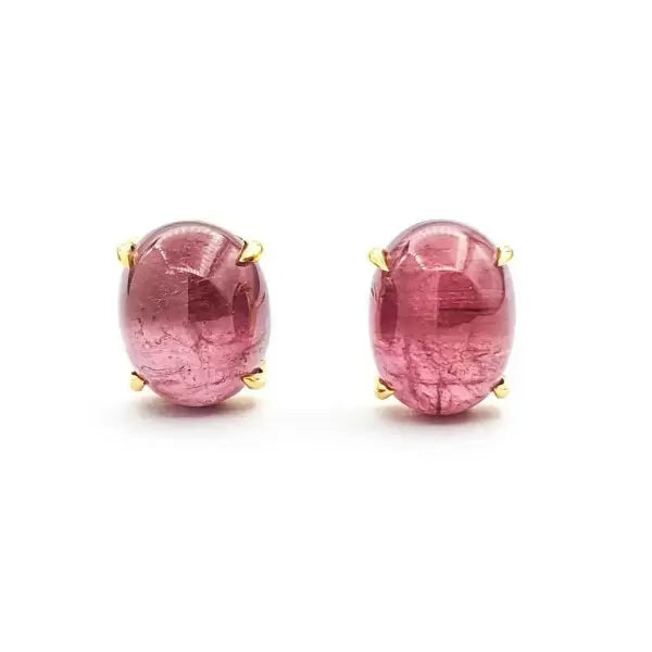 12ctw Oval Cut Ruby Pink Tourmaline Earrings
